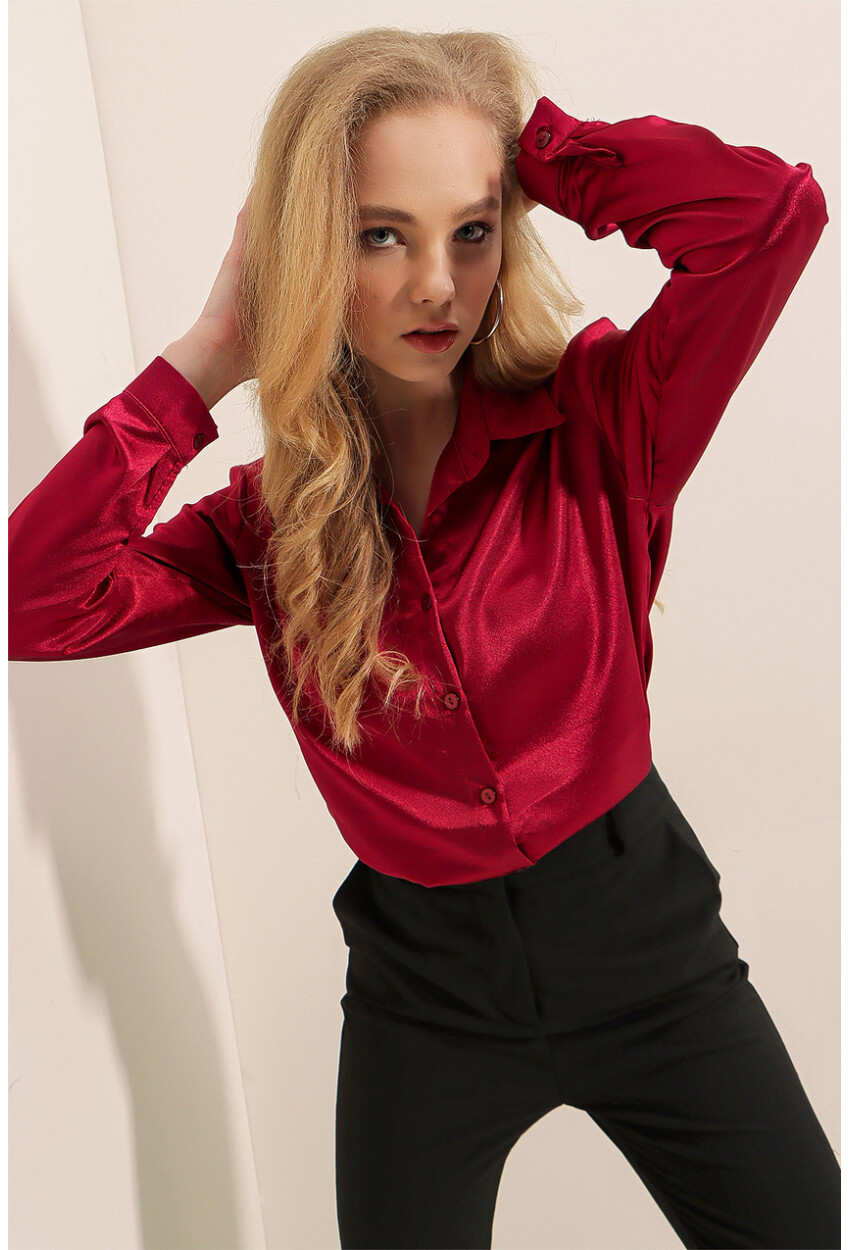 3964 Light Draped Satin Shirt