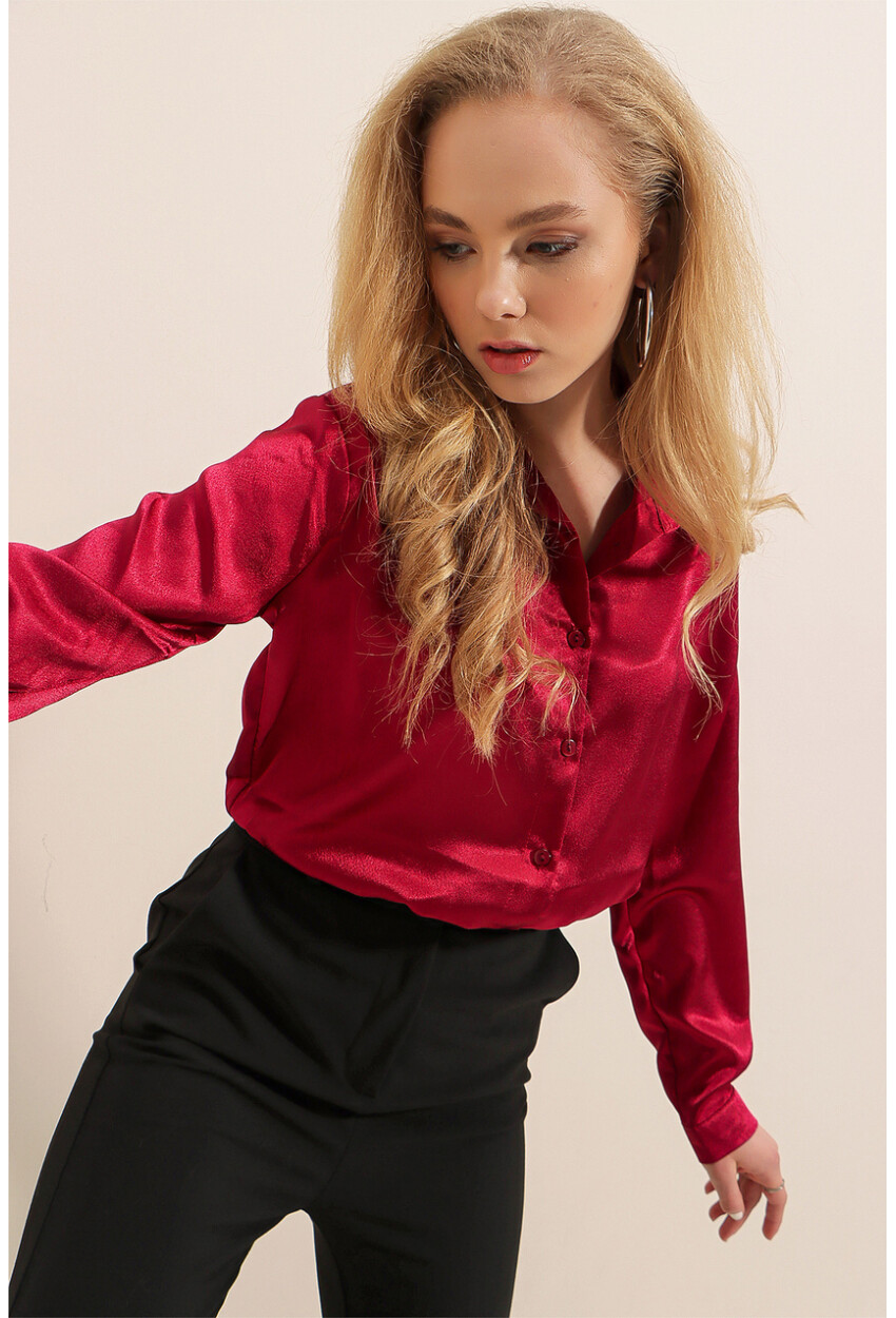 3964 Light Draped Satin Shirt