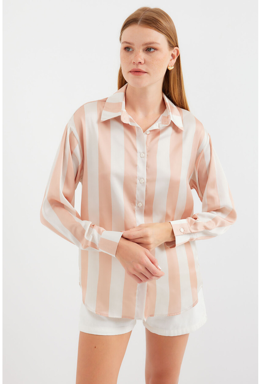 3964 Light Draped Satin Shirt