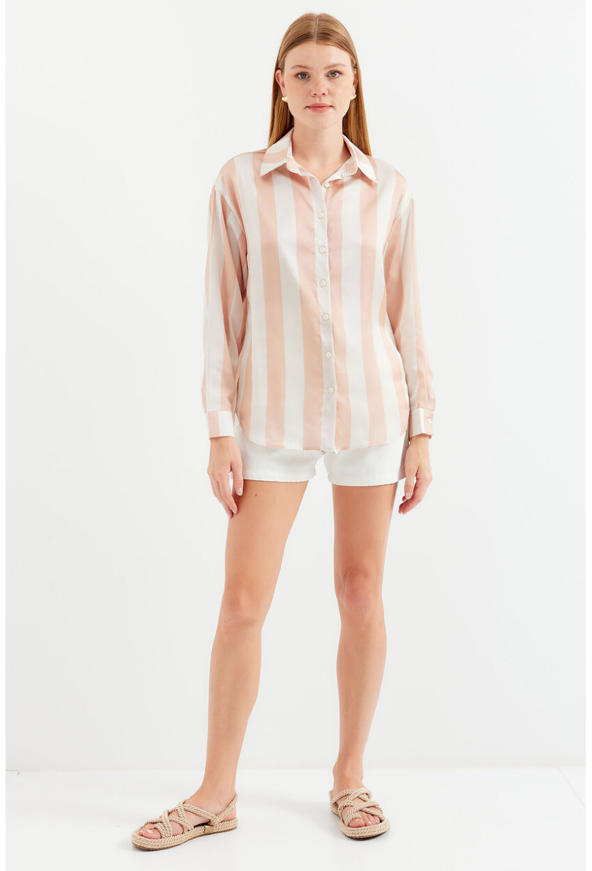 3964 Light Draped Satin Shirt