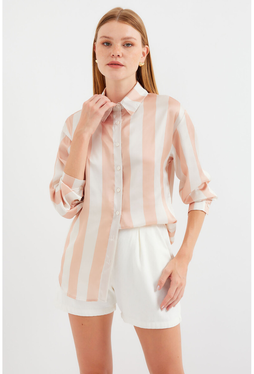 3964 Light Draped Satin Shirt