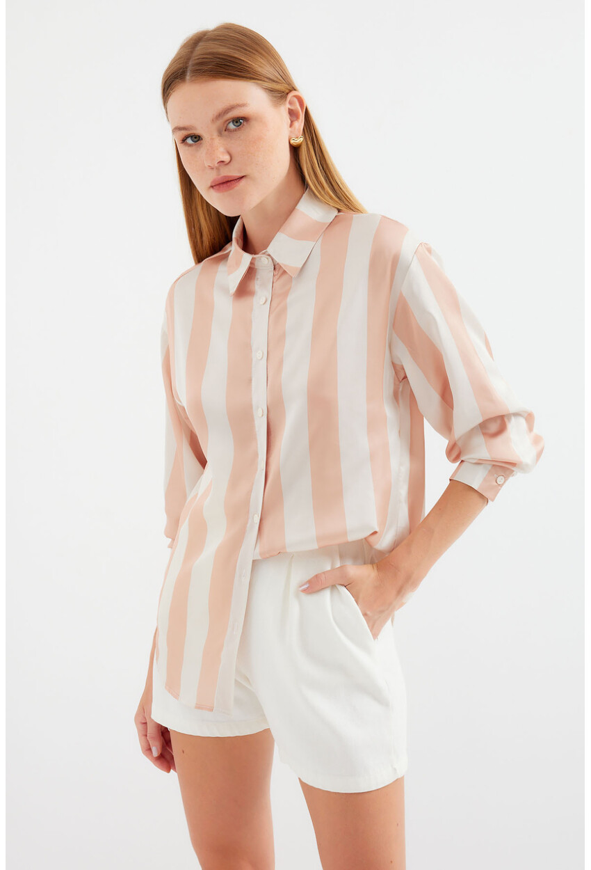 3964 Light Draped Satin Shirt