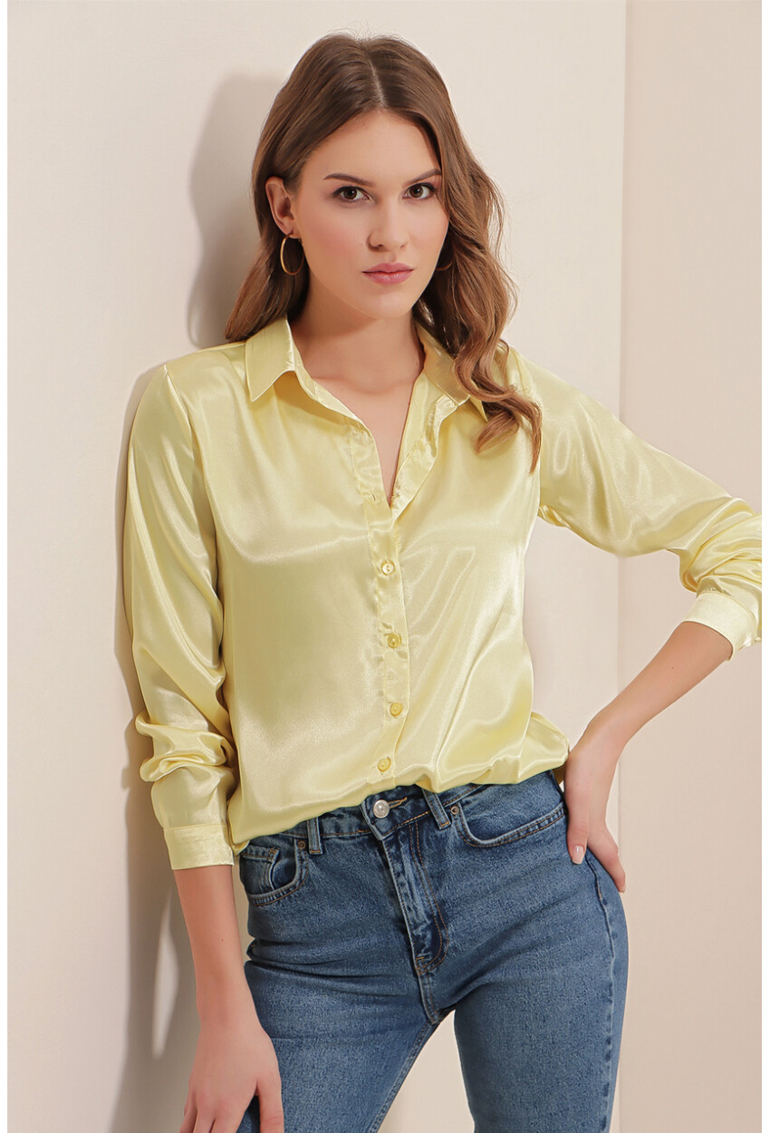 3964 Light Draped Satin Shirt