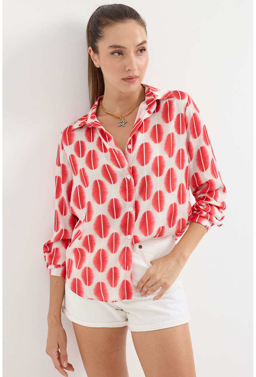 3964 Light Draped Satin Shirt