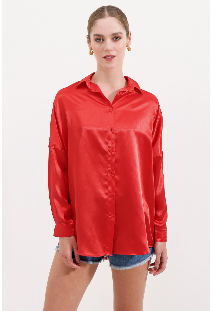 3985 Oversized Satin Shirt