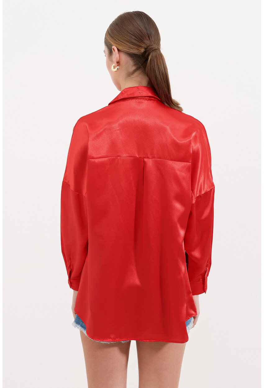 3985 Oversized Satin Shirt