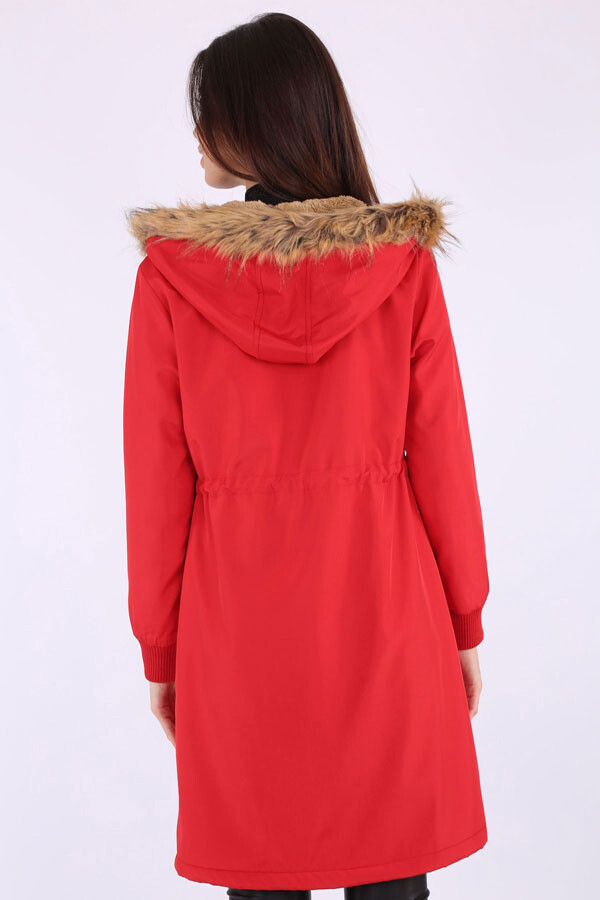 5096 Hooded Sequin-Trimmed Coat