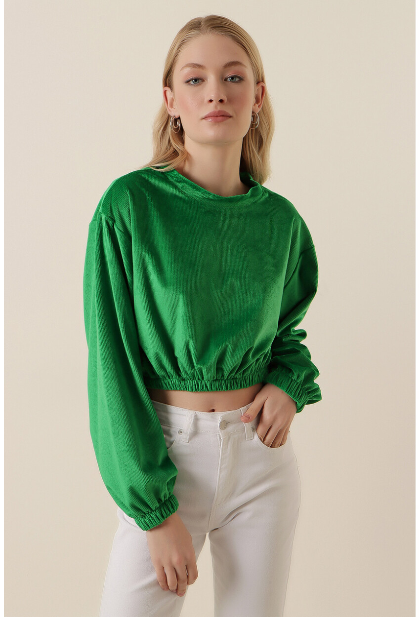 55392 Velvet Crop Blouse