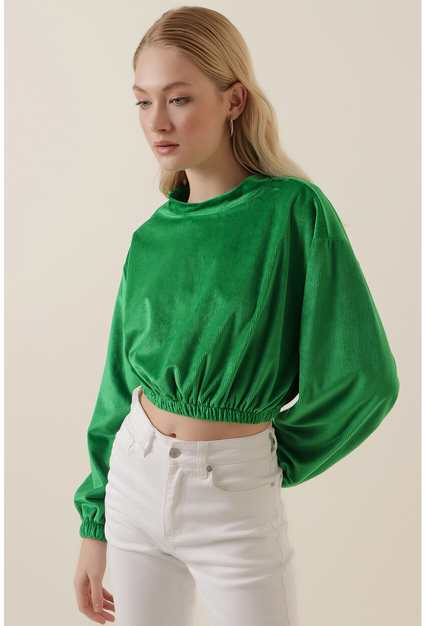 55392 Velvet Crop Blouse