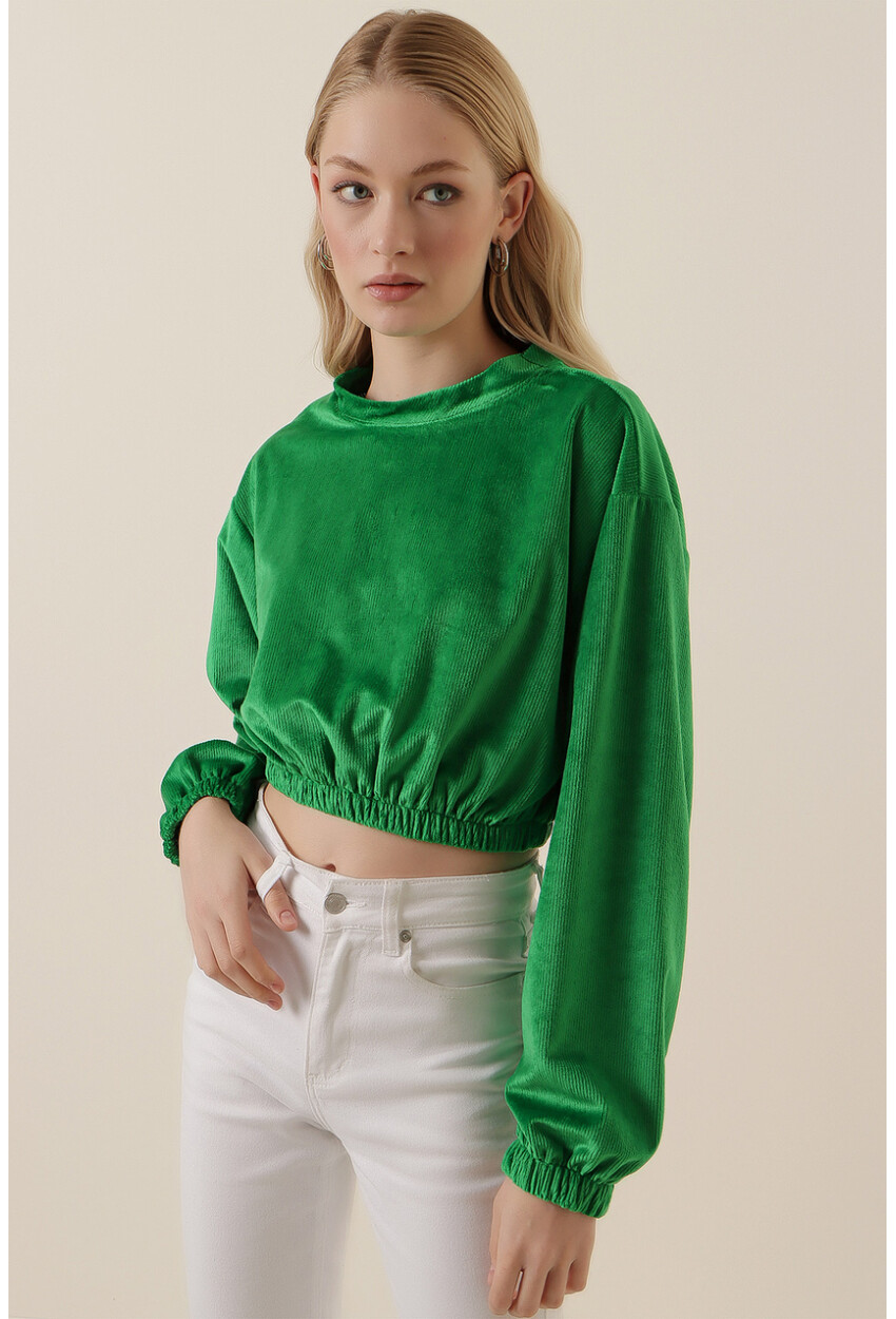 55392 Velvet Crop Blouse