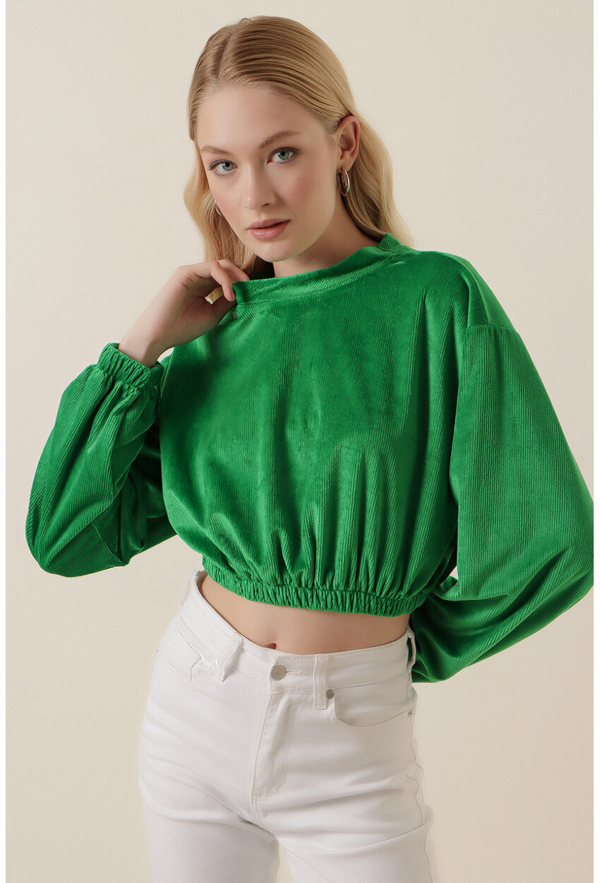 55392 Velvet Crop Blouse