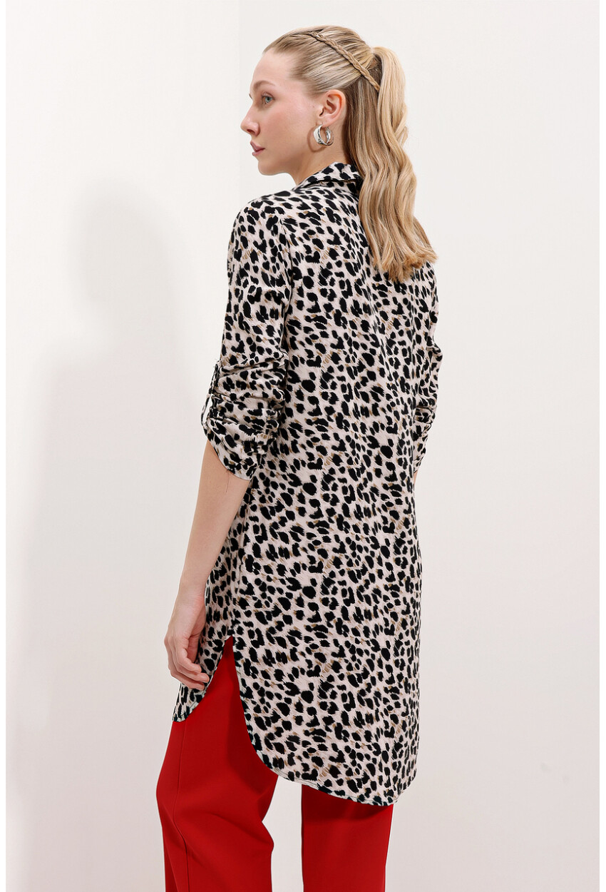 5613 Striped Tunic With Tie Collar