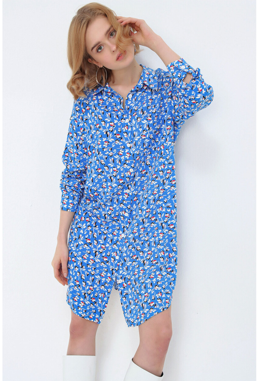 5813 Floral Single Pocket Oversized Tunic