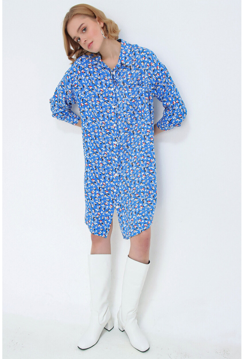 5813 Floral Single Pocket Oversized Tunic