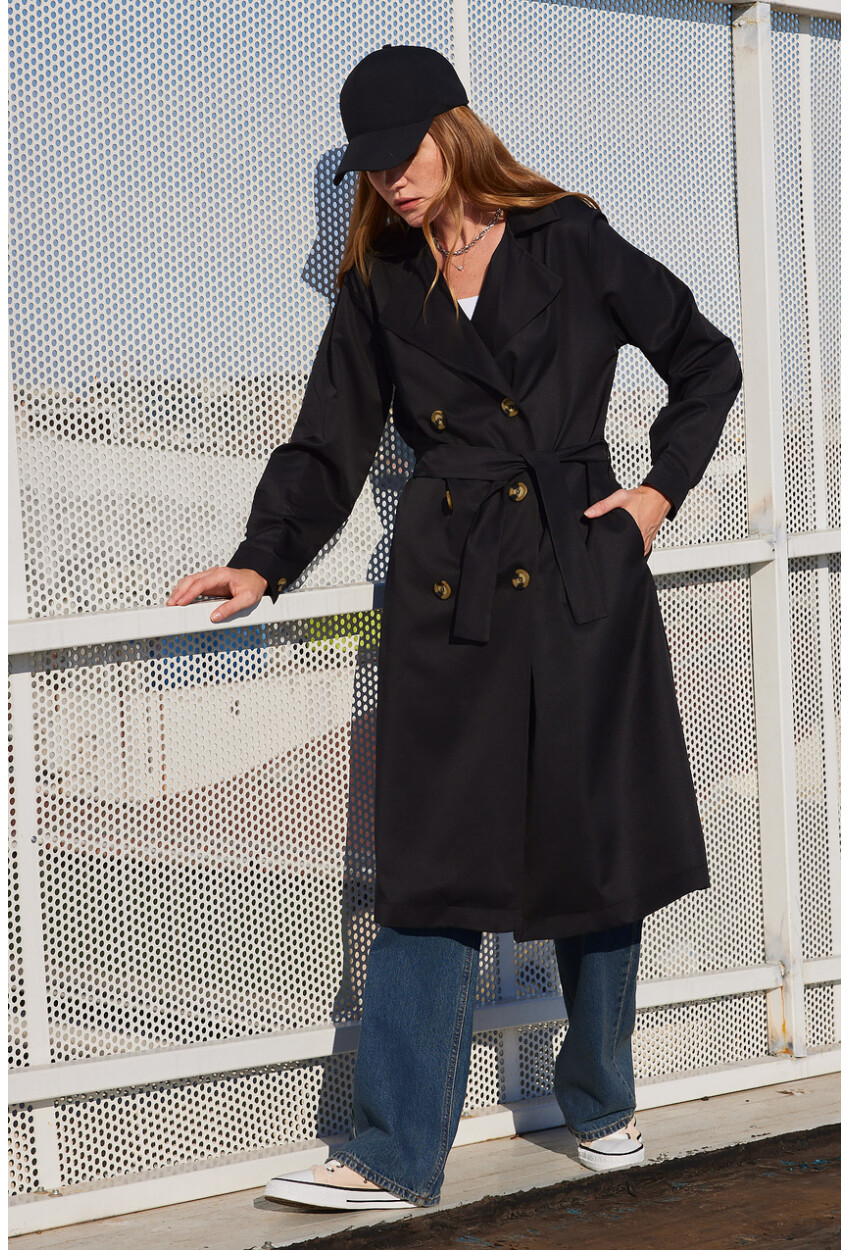 5853 Wrap Collar Trench Coat