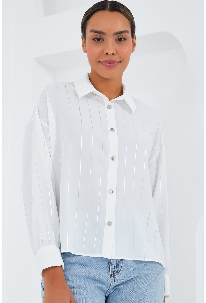 5924 Womens Silver Striped Shirt