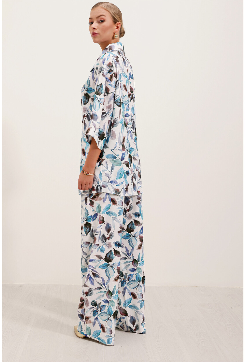 6607 Patterned Linen Two-Piece Set