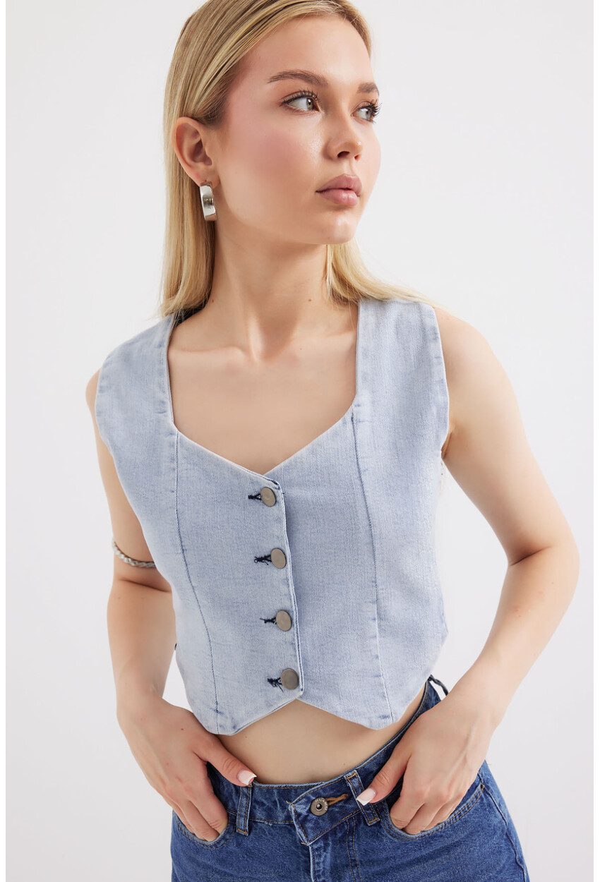 6797 Crop Denim Vest