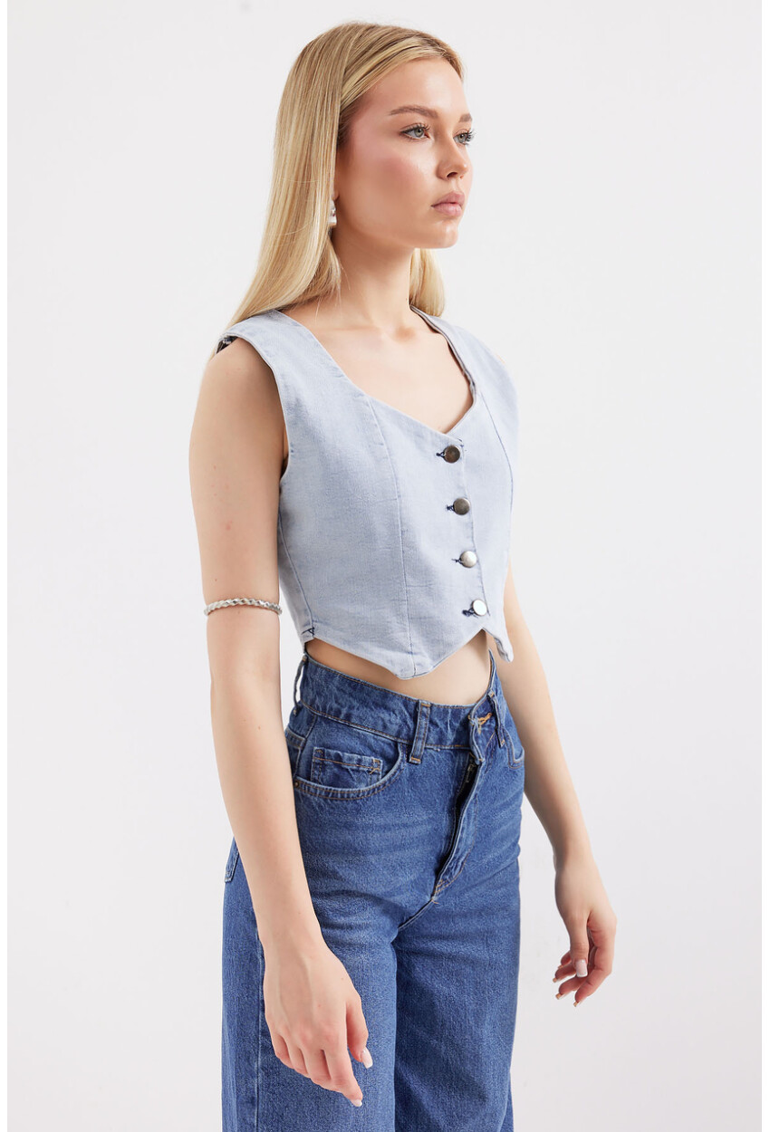 6797 Crop Denim Vest