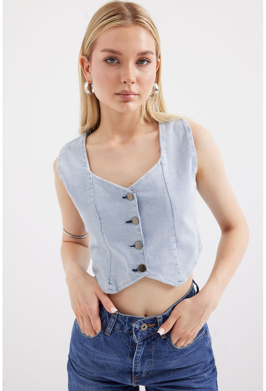 6797 Crop Denim Vest