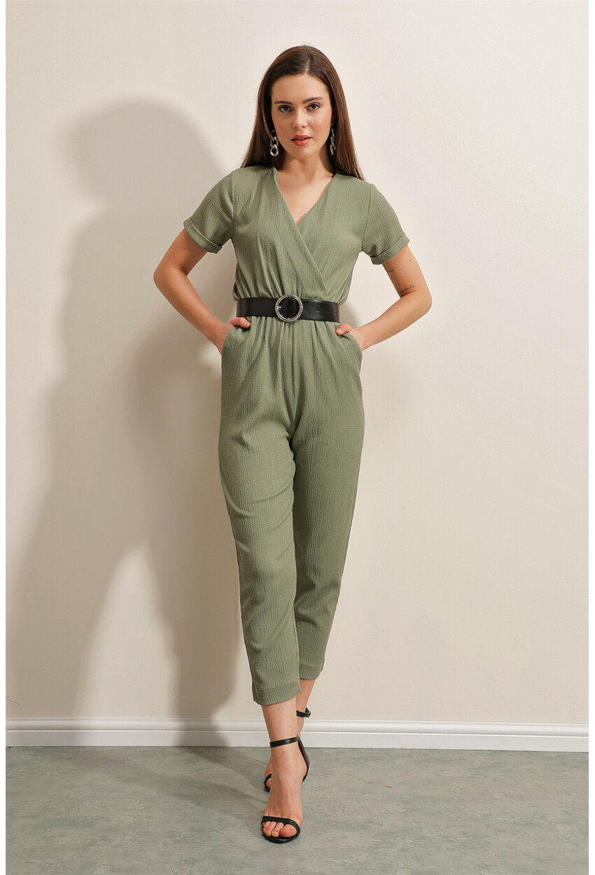 7022 Belted Knit Jumpsuit