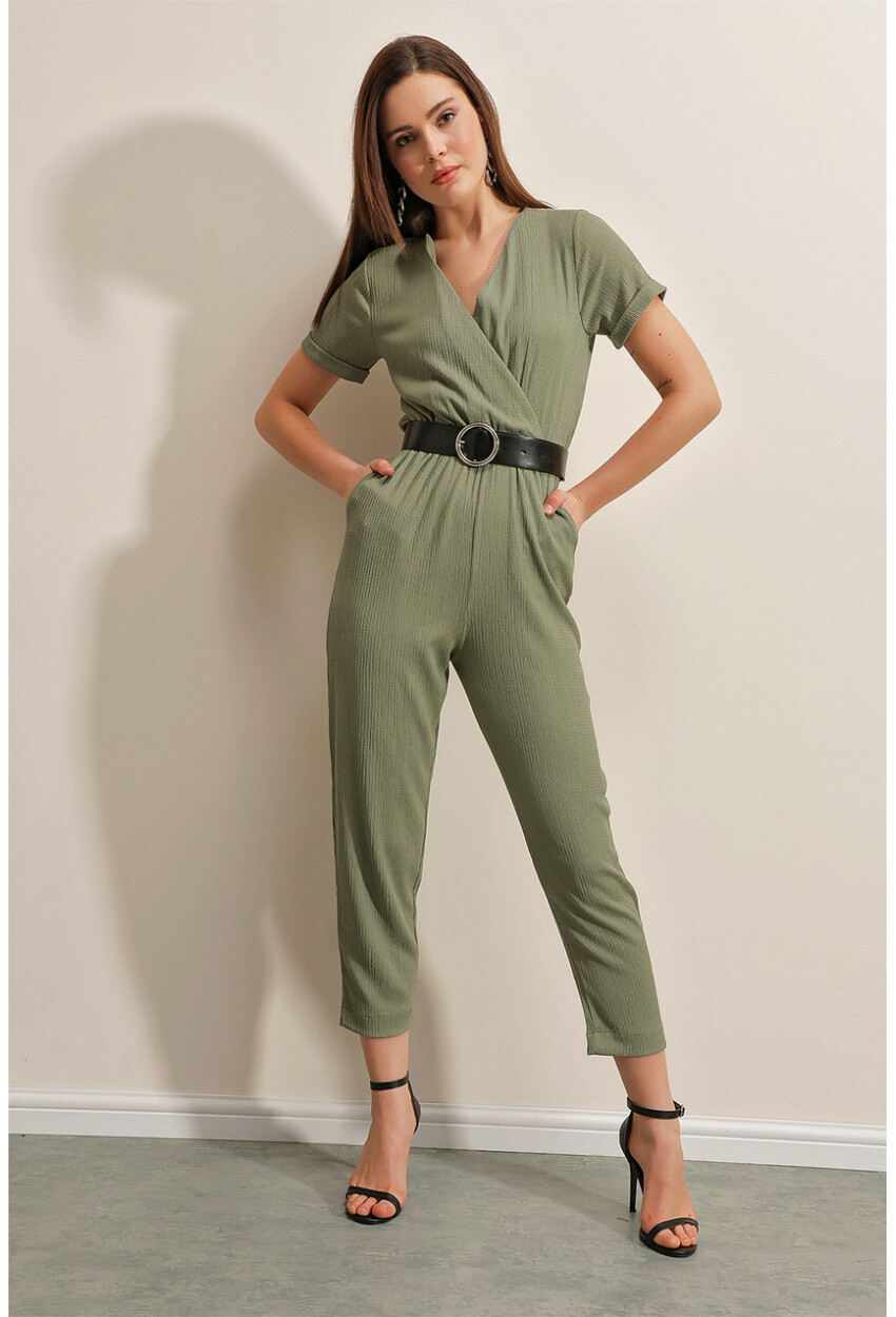 7022 Belted Knit Jumpsuit