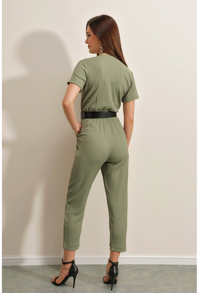 7022 Belted Knit Jumpsuit