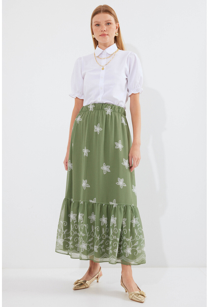 8010 Patterned Chiffon Skirt