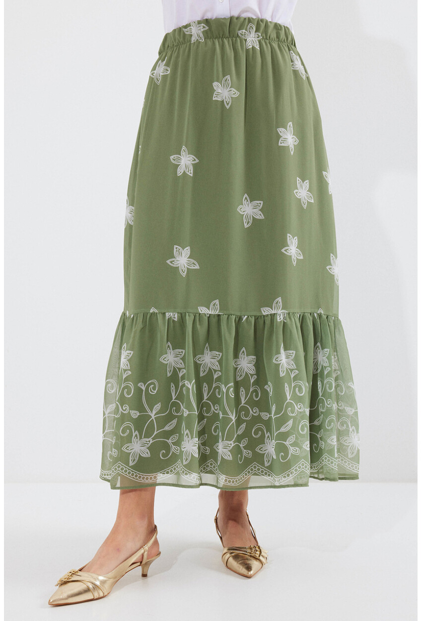 8010 Patterned Chiffon Skirt