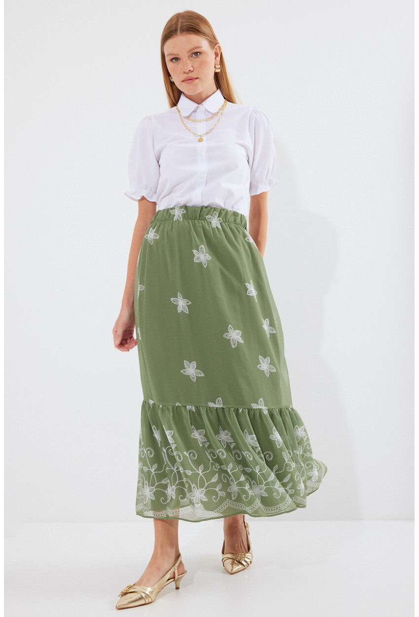 8010 Patterned Chiffon Skirt