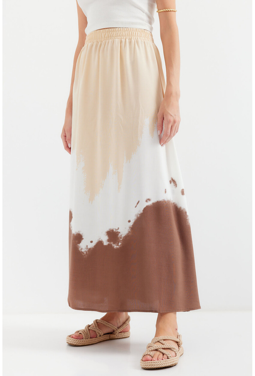 8025 Patterned Long Viscose Skirt