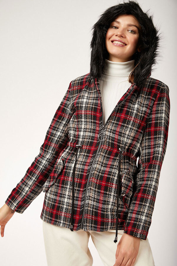 9078 Plaid Wool Coat