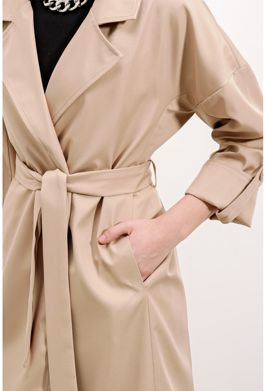 9104 Lined Double-Breasted Trench Coat