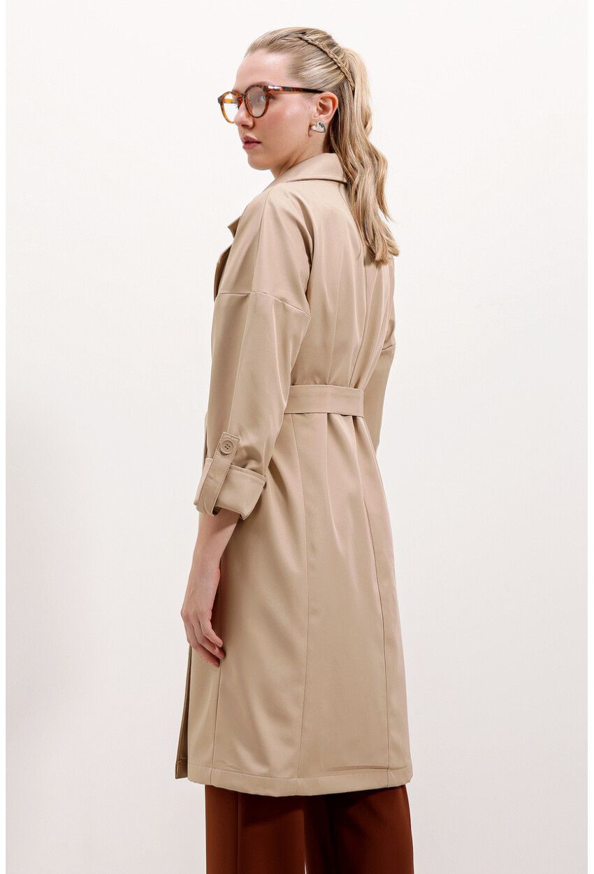 9104 Lined Double-Breasted Trench Coat