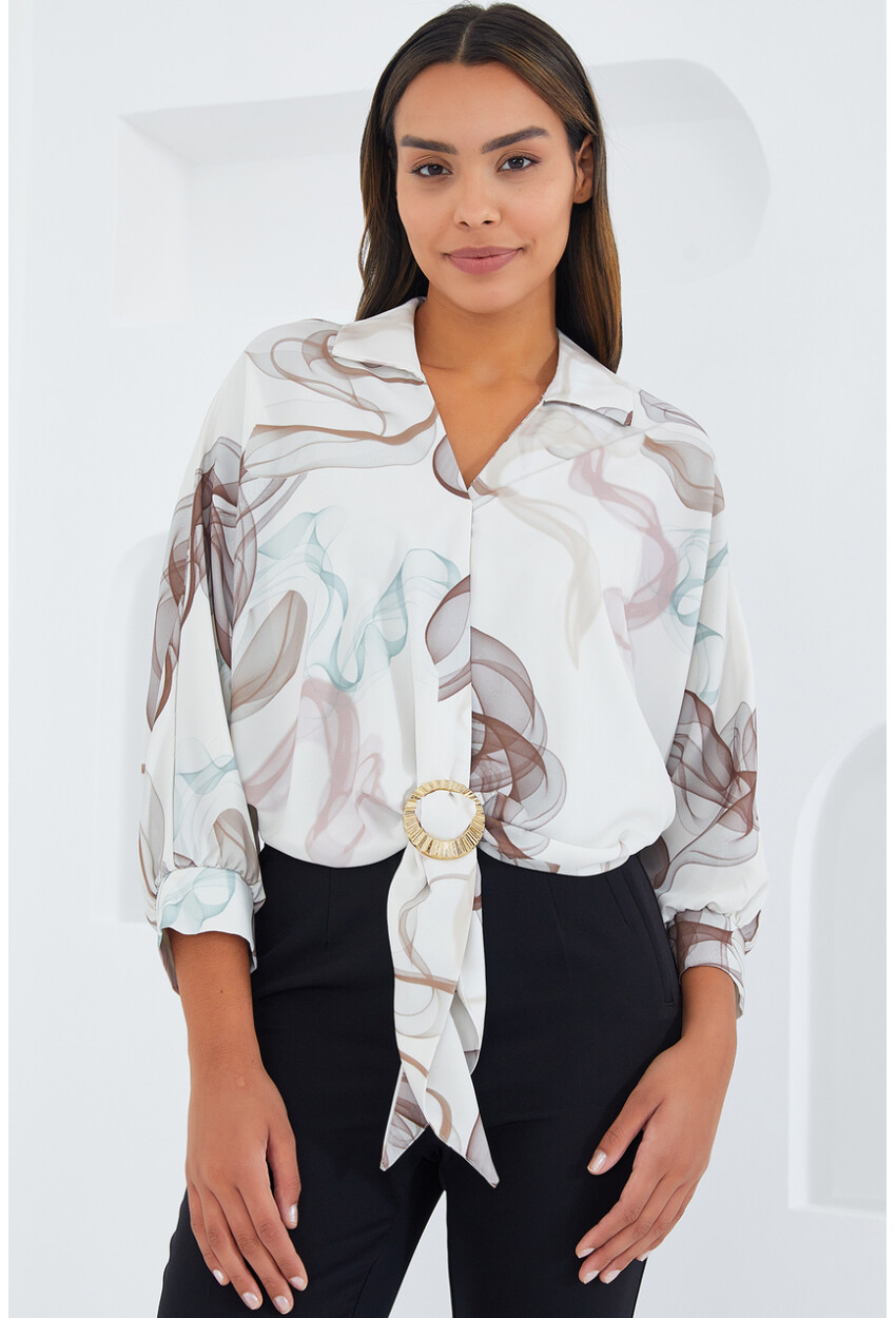 Womens Oversized Draped Crop Satin Shirt 906