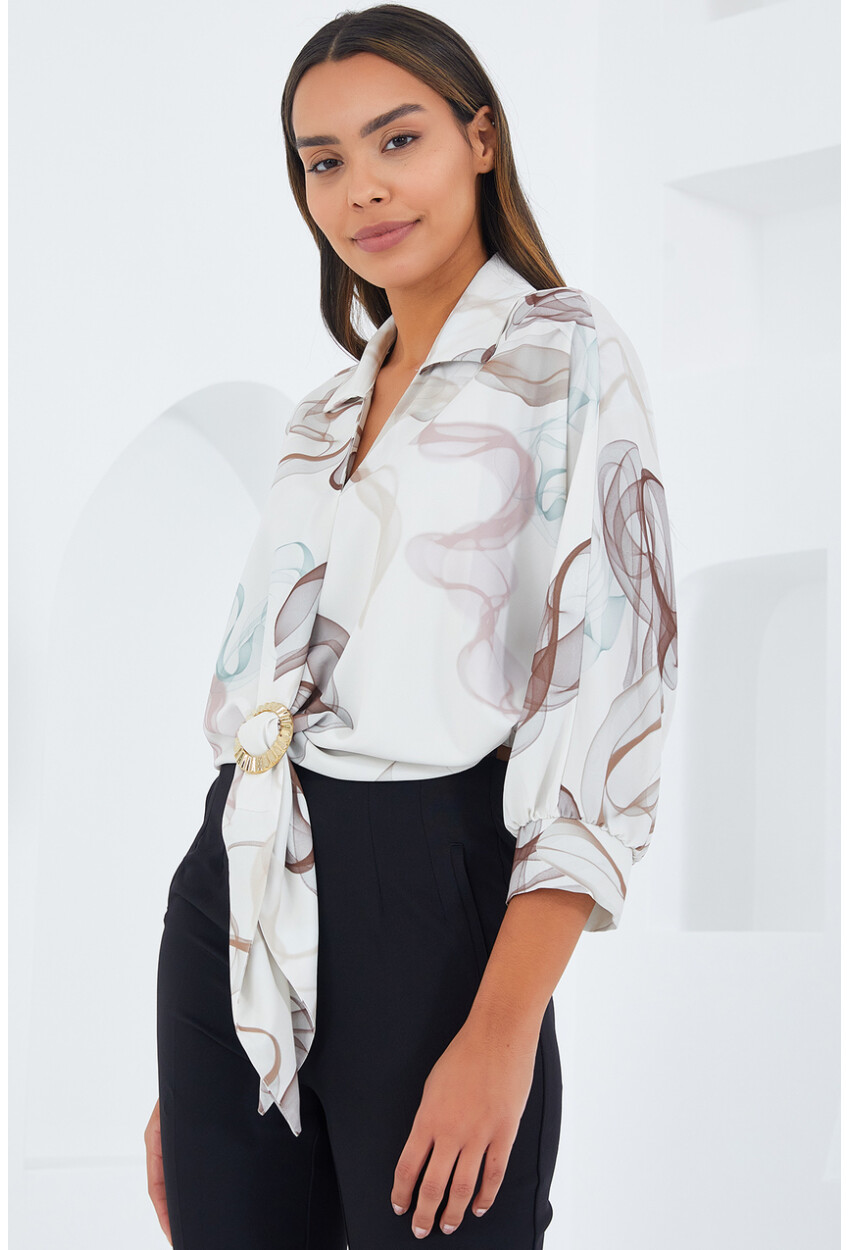 Womens Oversized Draped Crop Satin Shirt 906