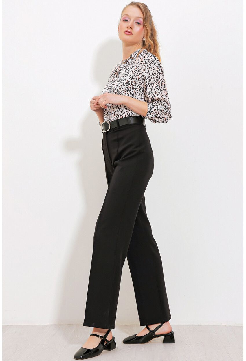 Womens High-Waist Fabric Pants 6584