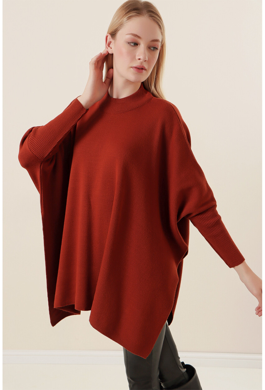 15783 Split Poncho Sweater