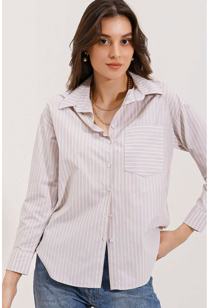 20205 Striped Oversized Shirt