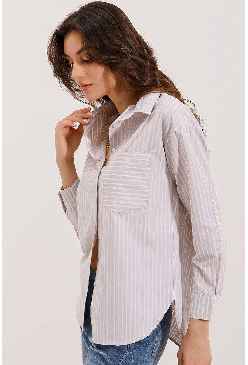 20205 Striped Oversized Shirt