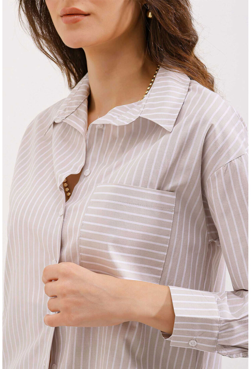 20205 Striped Oversized Shirt