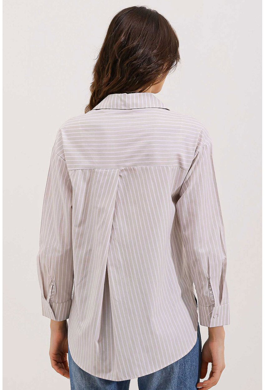 20205 Striped Oversized Shirt