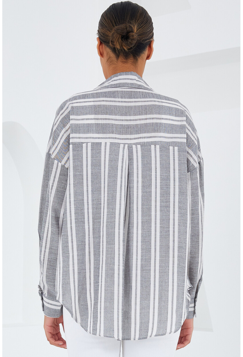 20251 Womens Striped Oversized Shirt