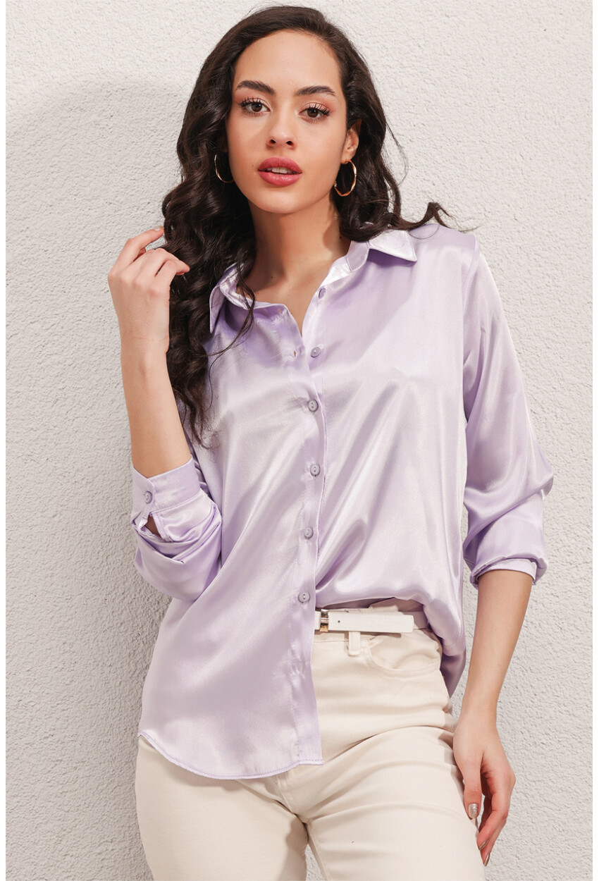 3964 Light Draped Satin Shirt