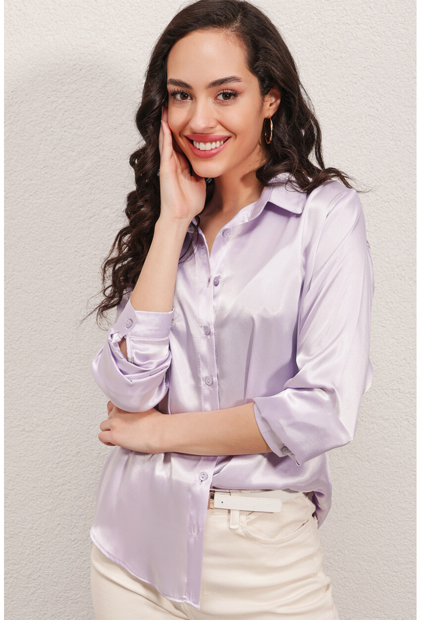 3964 Light Draped Satin Shirt