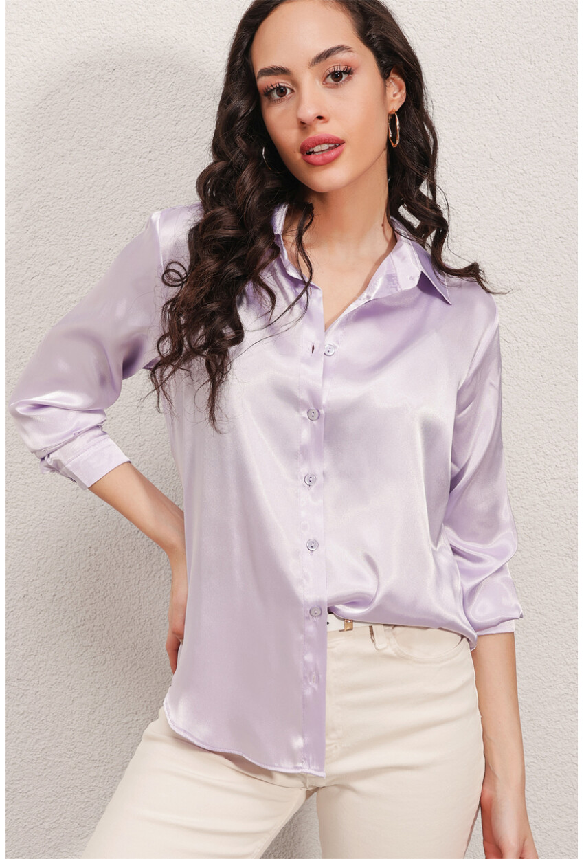 3964 Light Draped Satin Shirt