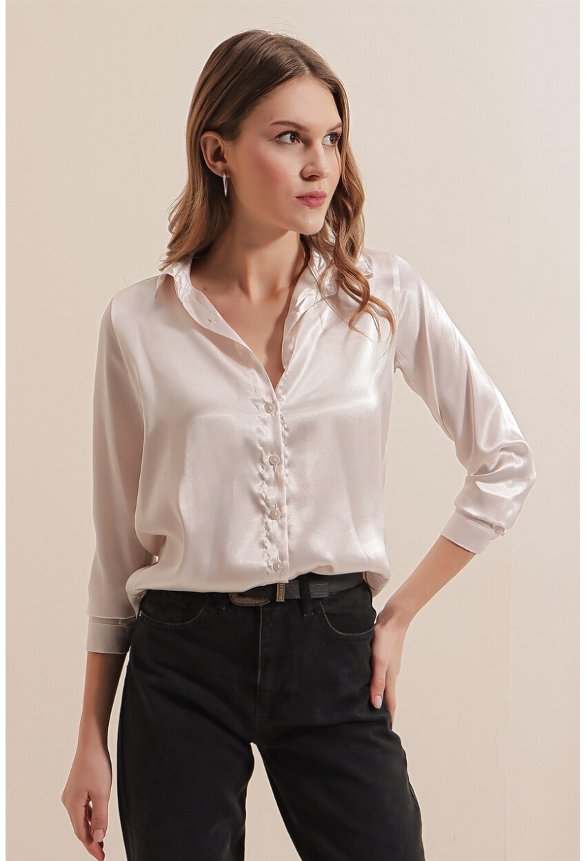 3964 Light Draped Satin Shirt