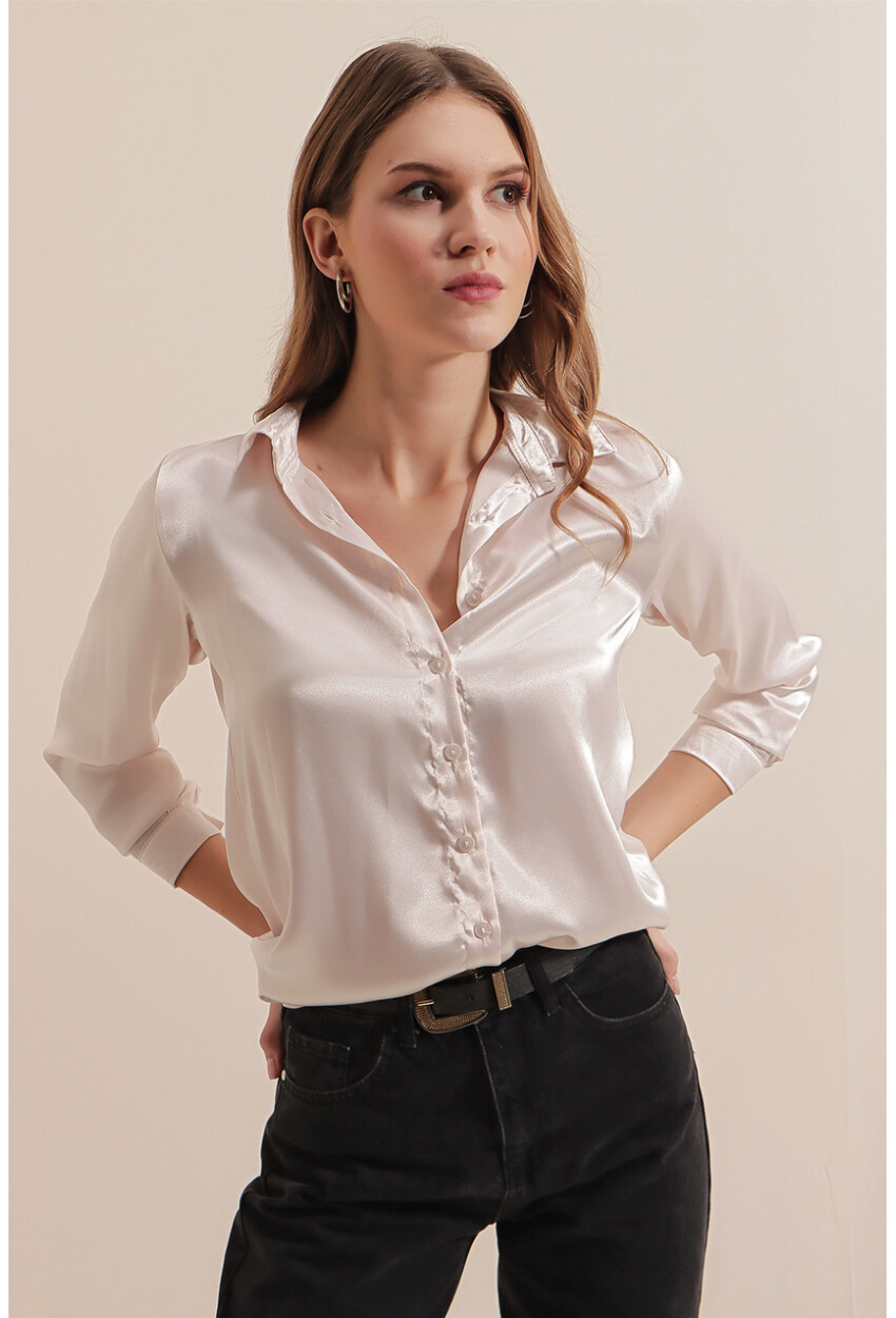 3964 Light Draped Satin Shirt