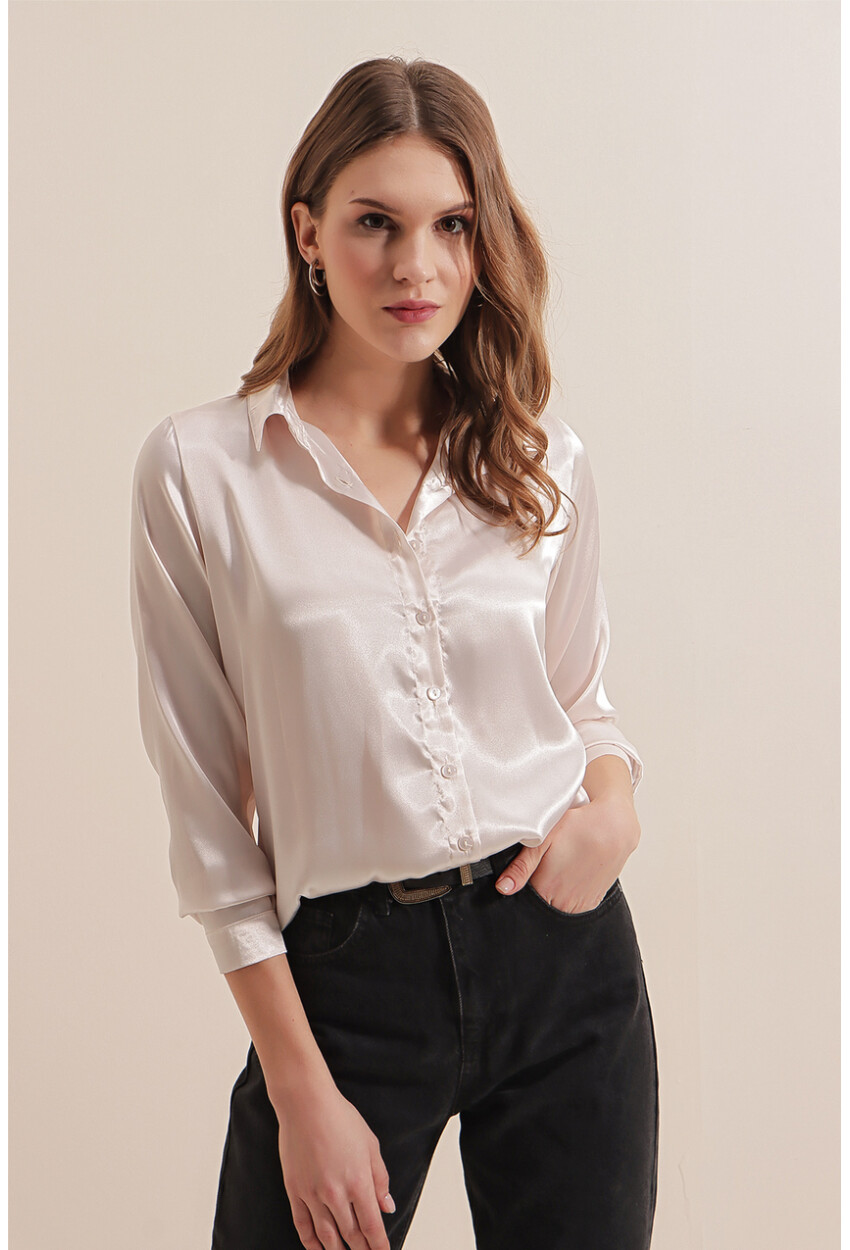 3964 Light Draped Satin Shirt