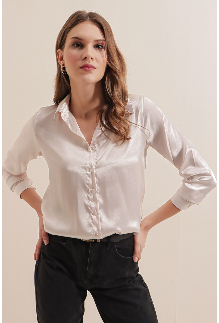 3964 Light Draped Satin Shirt